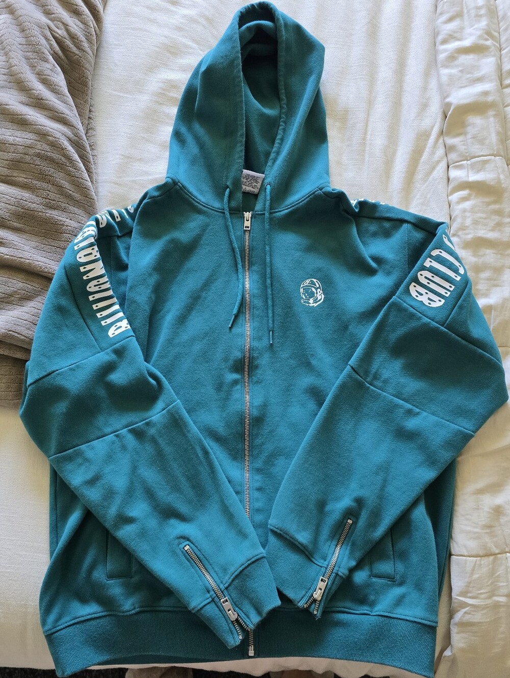 Billionaire Boys Club Teal Zip Hoodie with White Logo